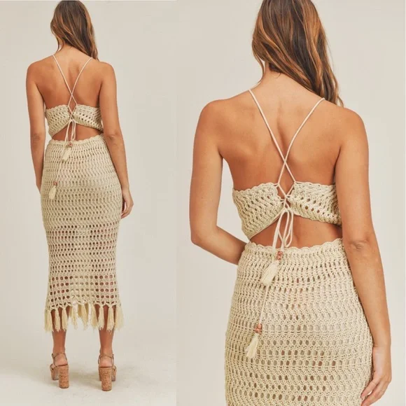 🦃BLACK FRIDAY SALE🦃 You In Tulum Crochet Fringe Midi Skirt - Picture 3 of 6